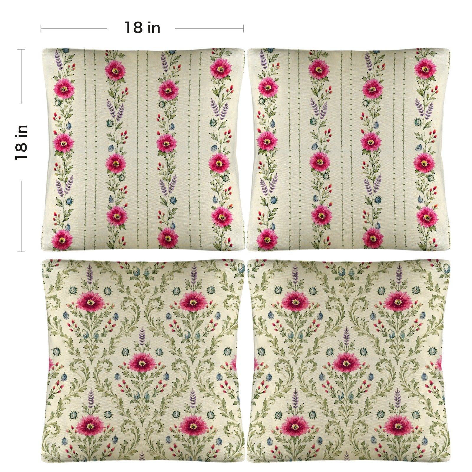 Provincial Summer Pillow Set Linen Throw Pillow 18" x 18"（Customized Separately in Sets of 4） | Ships from USA