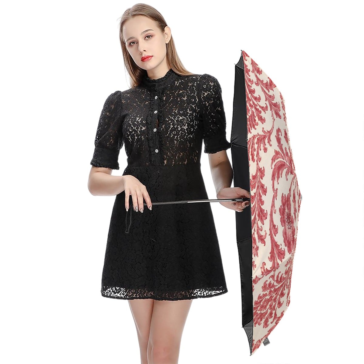 UV Protection Umbrella Red Damask
