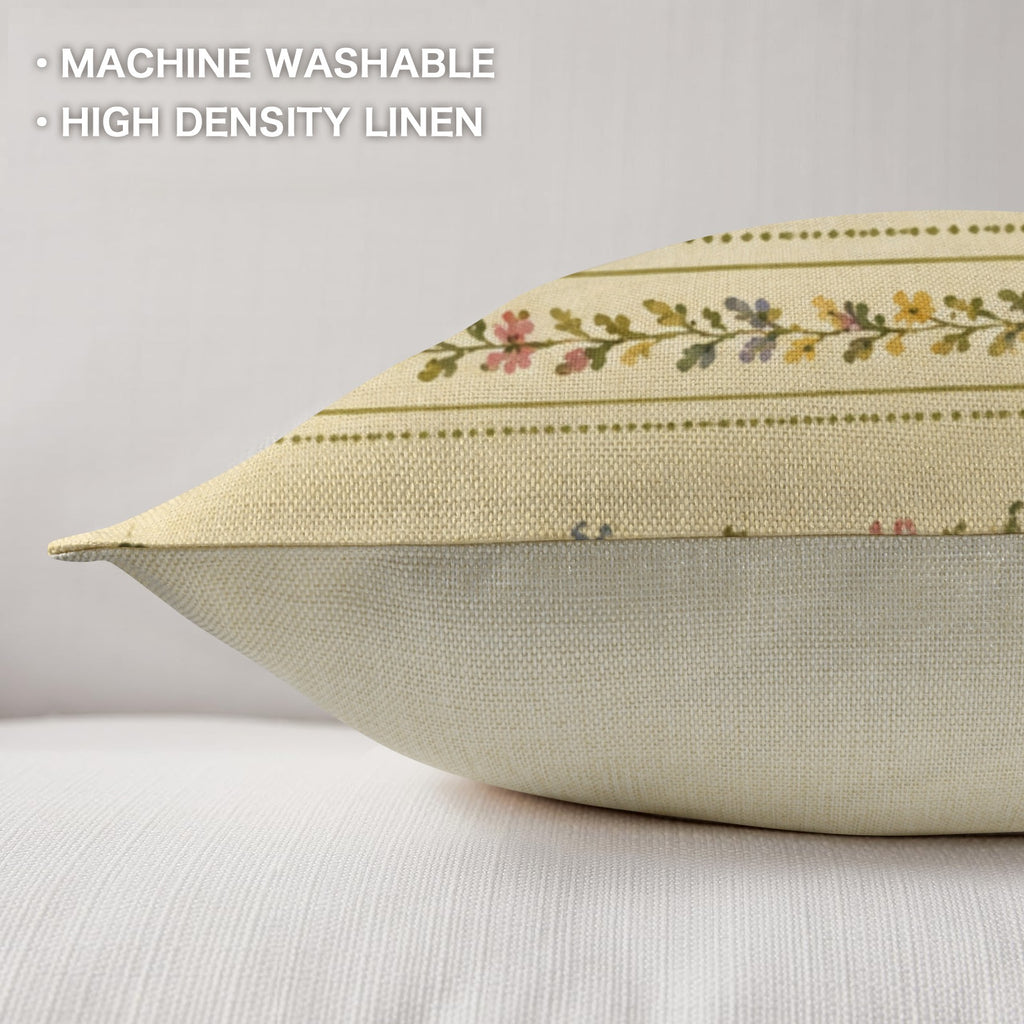 Provicincial Flora Pillow Set Linen Throw Pillow 18" x 18"（Customized Separately in Sets of 4） | Ships from USA