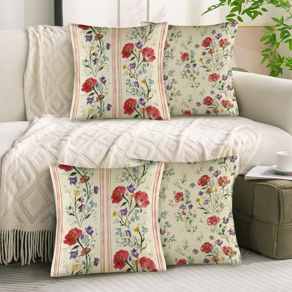Provincial Royal Pillow Set Linen Throw Pillow 18" x 18"（Customized Separately in Sets of 4） | Ships from USA