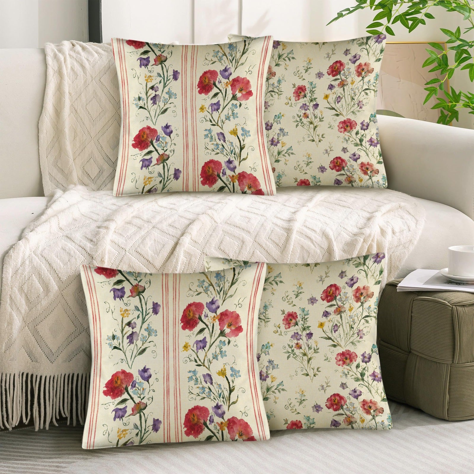 Provincial Royal Pillow Set Linen Throw Pillow 18" x 18"（Customized Separately in Sets of 4） | Ships from USA