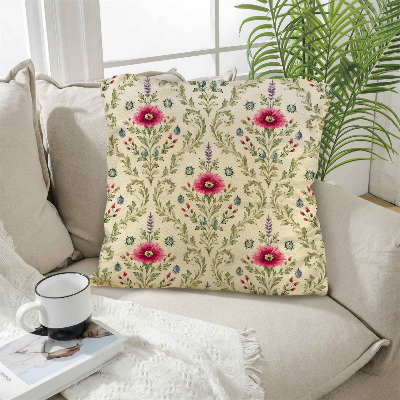 Provincial Summer Pillow Set Linen Throw Pillow 18" x 18"（Customized Separately in Sets of 4） | Ships from USA