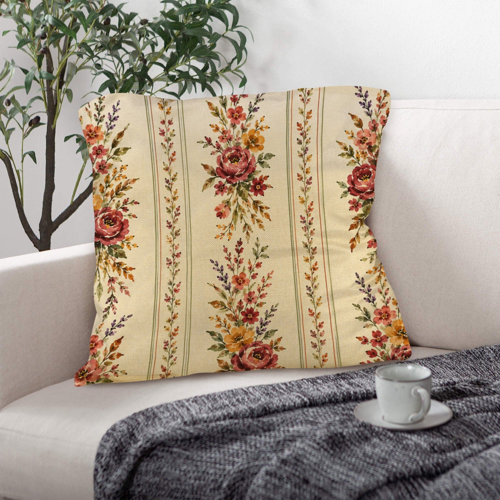 Rustic Provincial  Pillow Set Linen Throw Pillow 18" x 18"（Customized Separately in Sets of 4） | Ships from USA