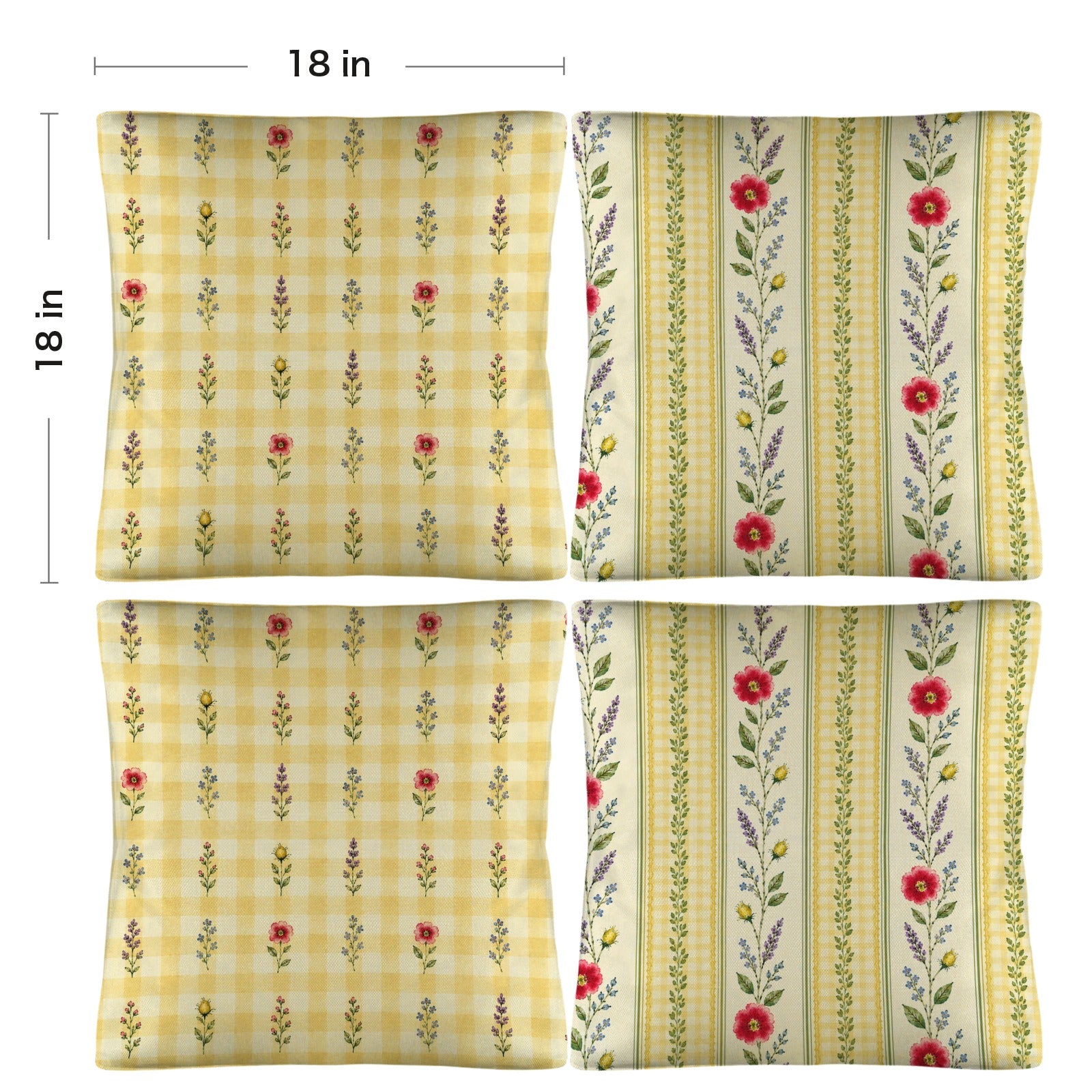 Provincial Cottage Pillow Set Linen Throw Pillow 18" x 18"（Customized Separately in Sets of 4） | Ships from USA