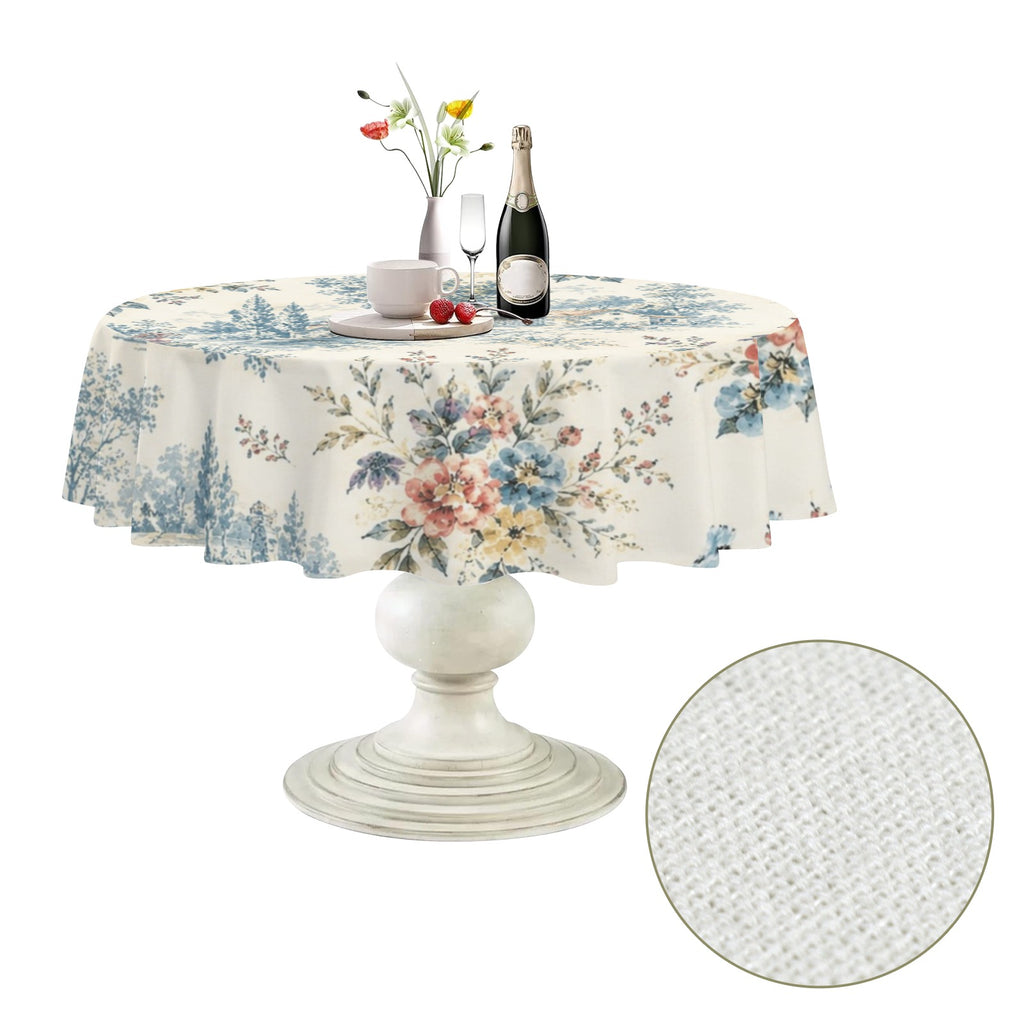 Beloved Bird Toile Round Custom Round Tablecloth 60" x 60" | Ships from USA