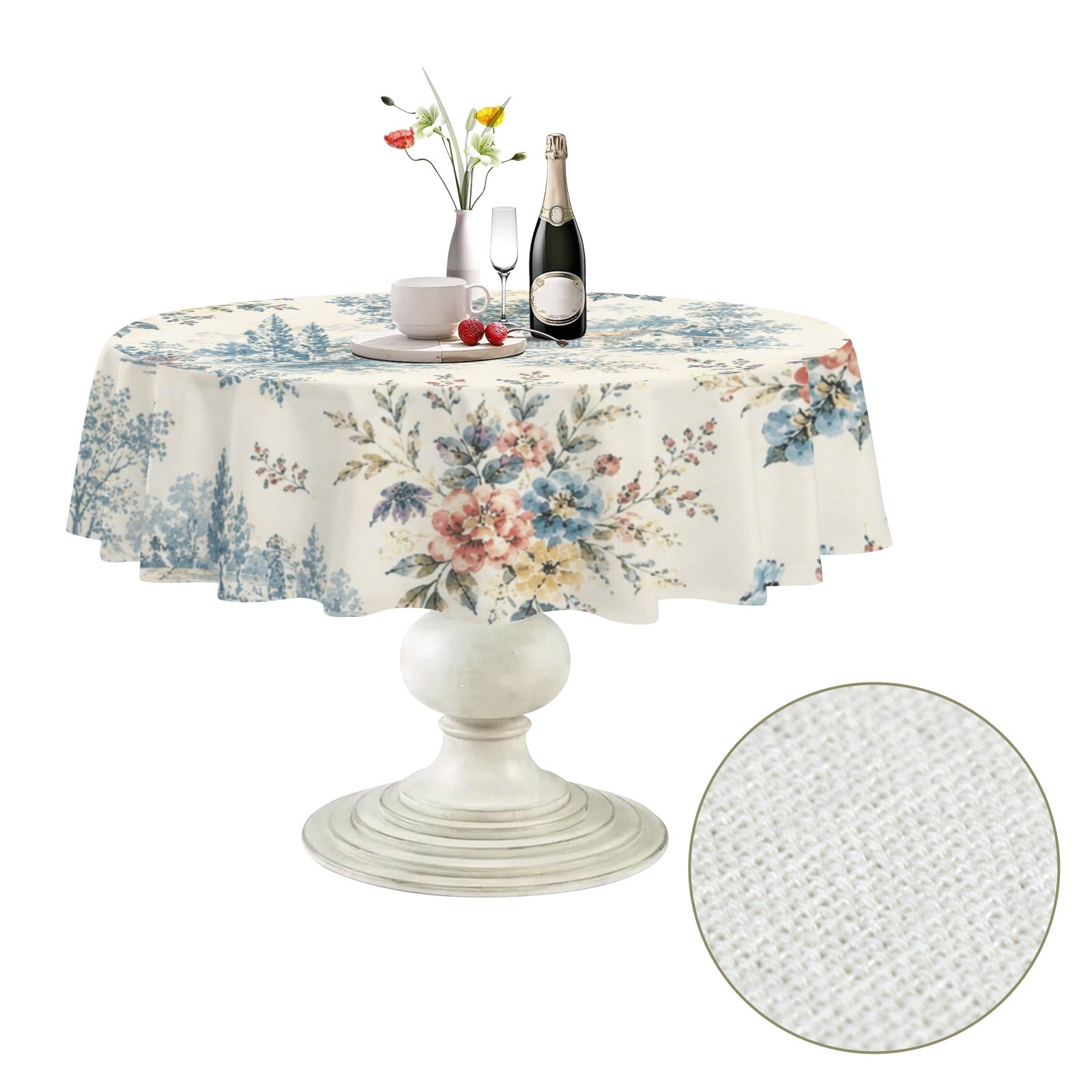 Beloved Bird Toile Round Custom Round Tablecloth 60" x 60" | Ships from USA