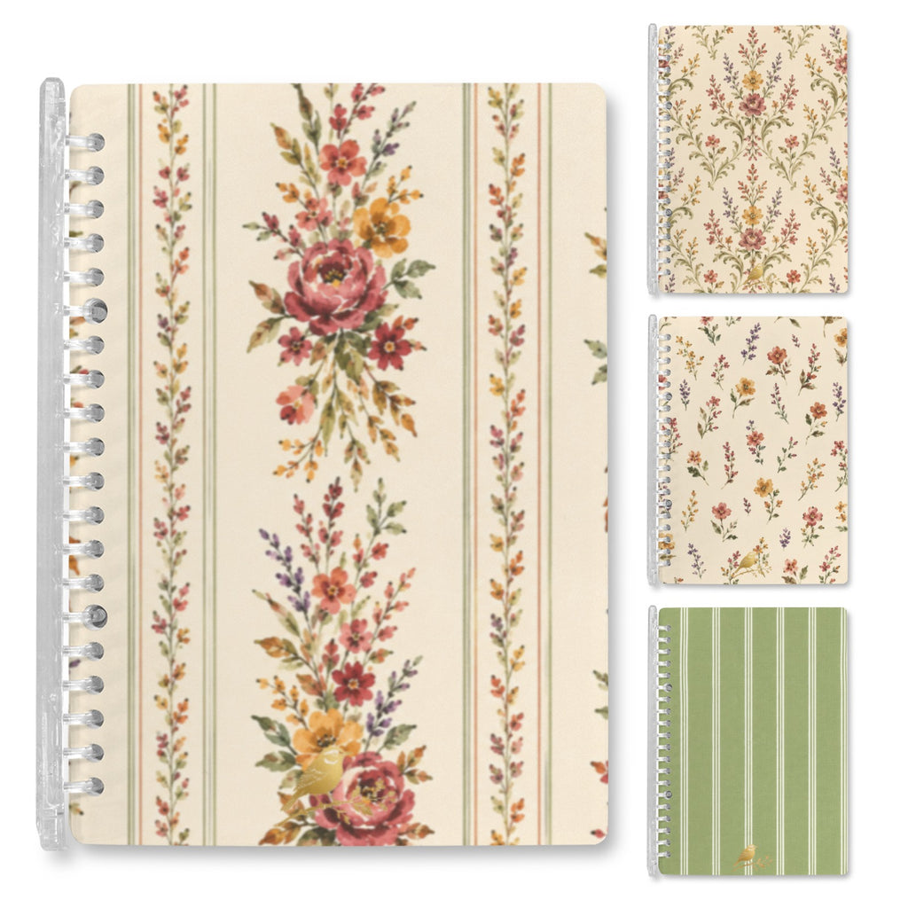 Rustic Provincial Notebooks w/ Emblem Loose-Leaf Notebooks ( Cover Print, 4-Pack ) | Ships from USA