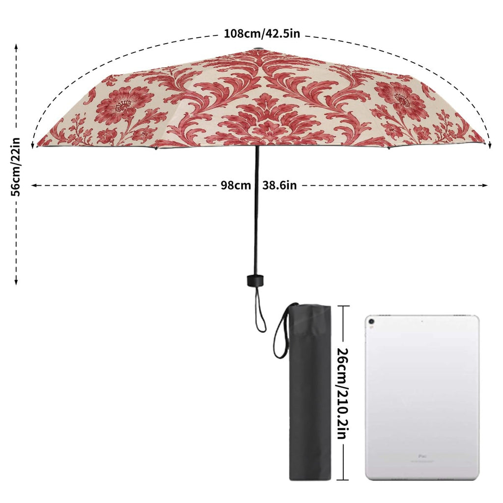 UV Protection Umbrella Red Damask