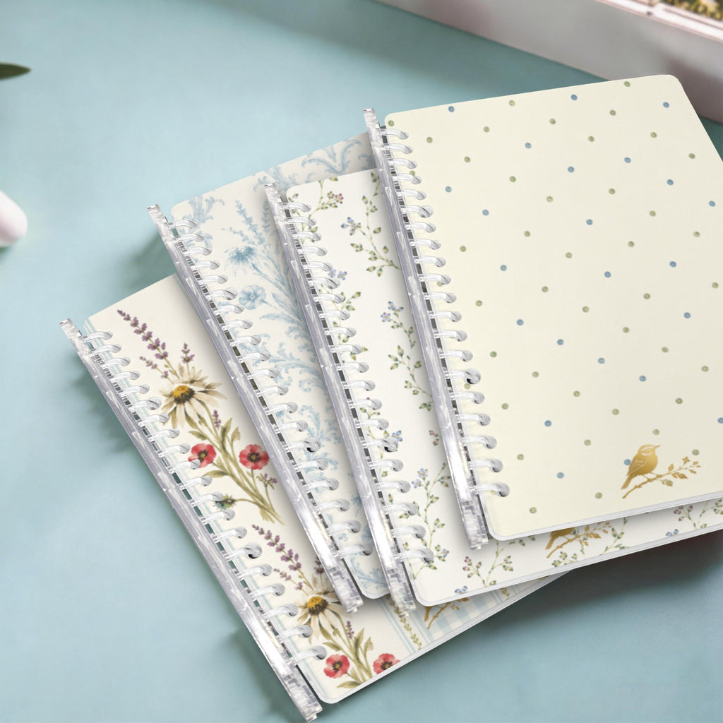 Provincial Stripe Robins Egg Notebooks with Emblem Loose-Leaf Notebooks ( Cover Print, 4-Pack ) | Ships from USA