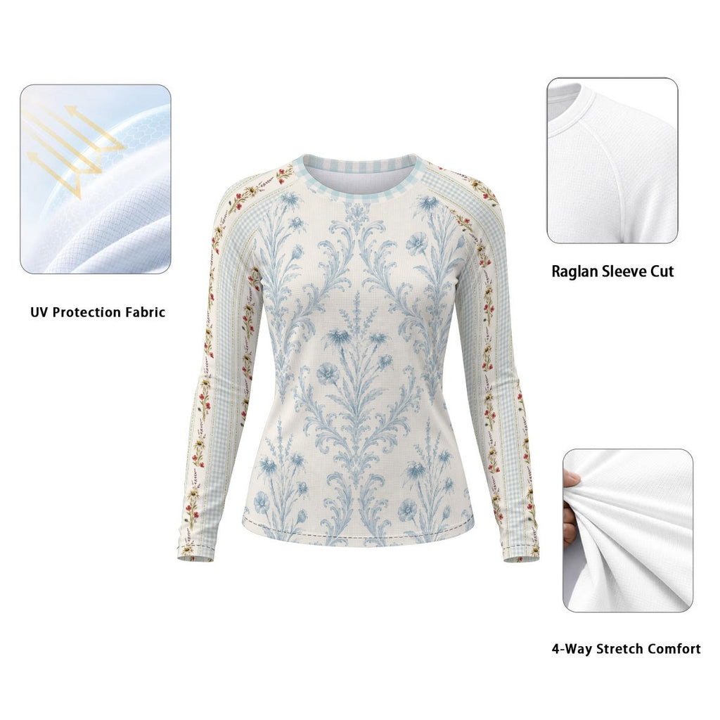 All-Over Print Women's Raglan Sun Protection Sport Jersey With Long Sleeve