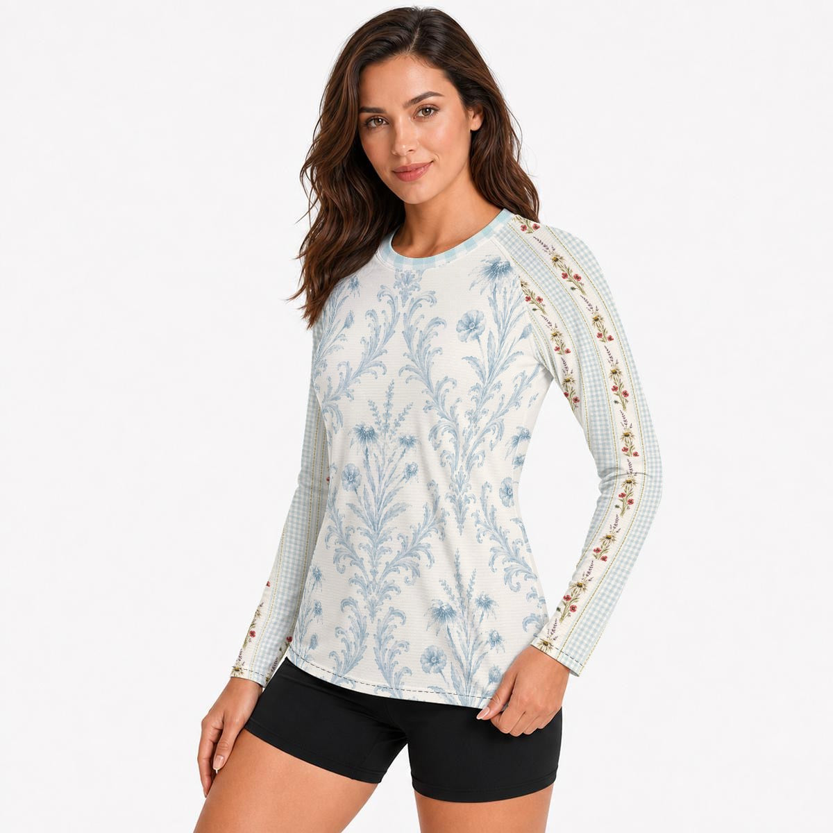 All-Over Print Women's Raglan Sun Protection Sport Jersey With Long Sleeve