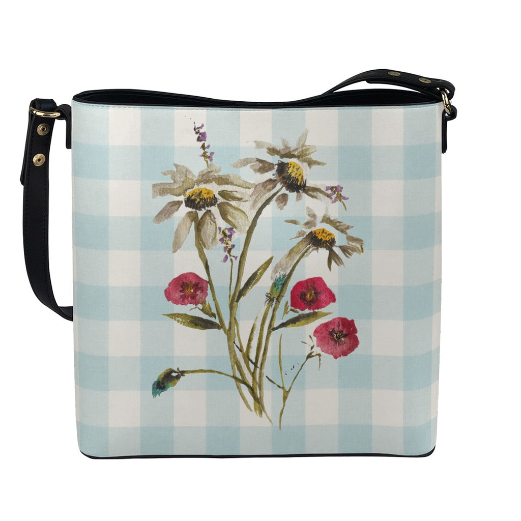 Crossbody Gingham Wildflower Robins Egg