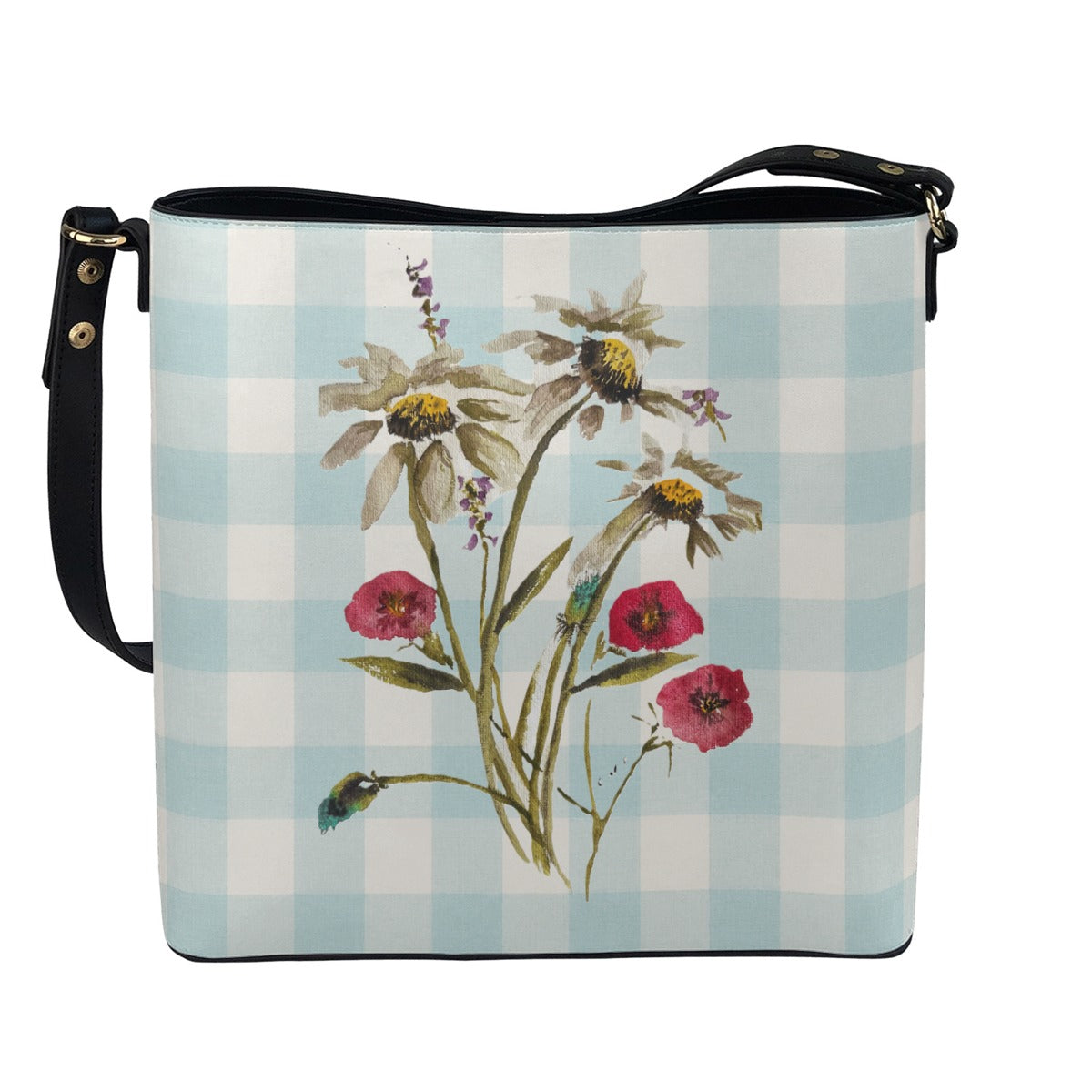 Crossbody Gingham Wildflower Robins Egg