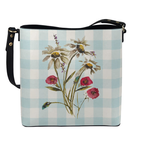 Crossbody Gingham Wildflower Robins Egg