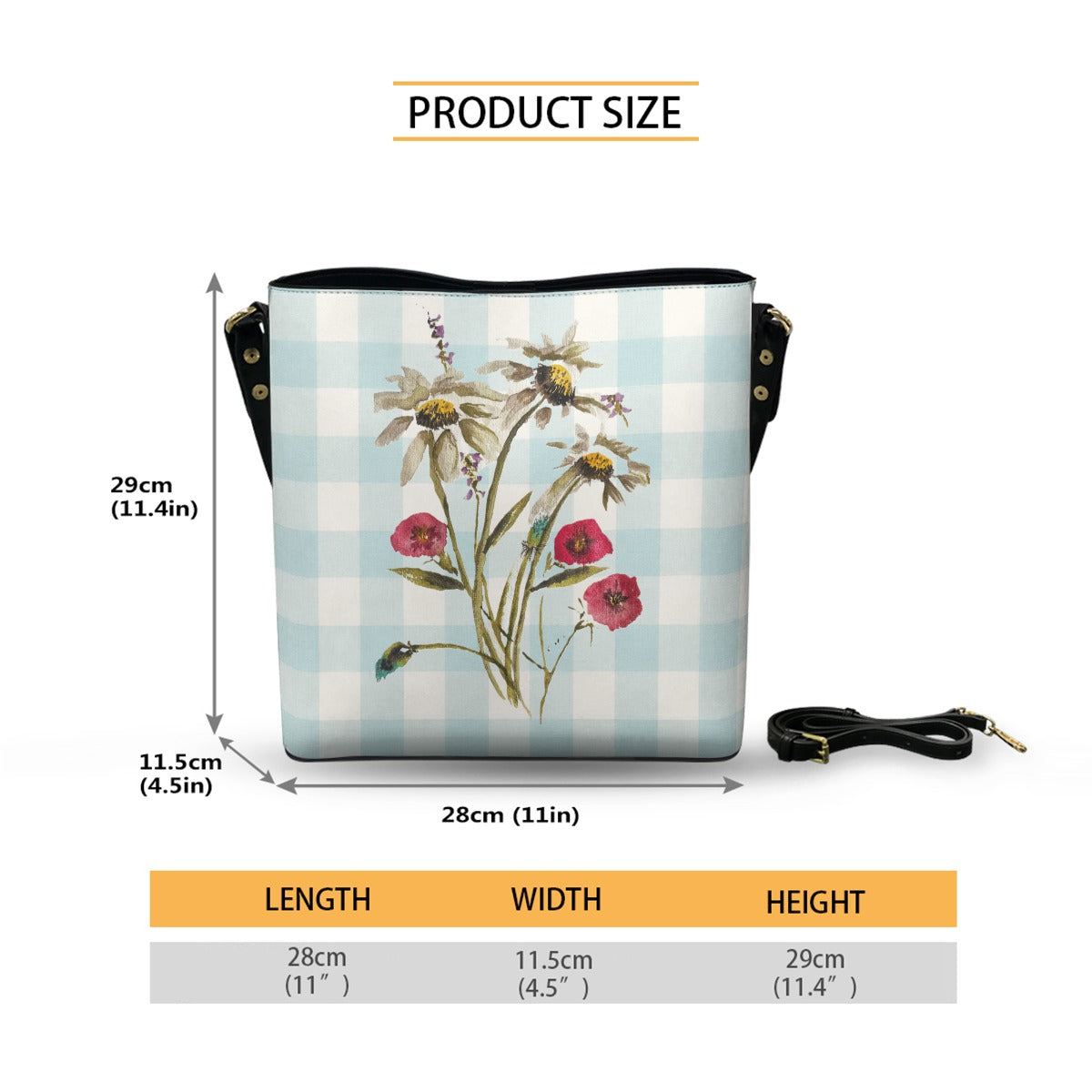 Crossbody Gingham Wildflower Robins Egg