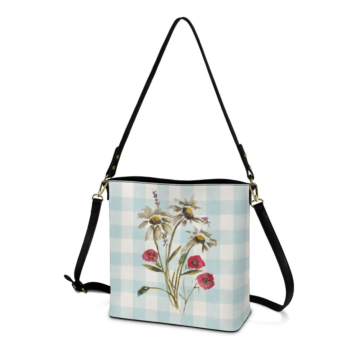 Crossbody Gingham Wildflower Robins Egg