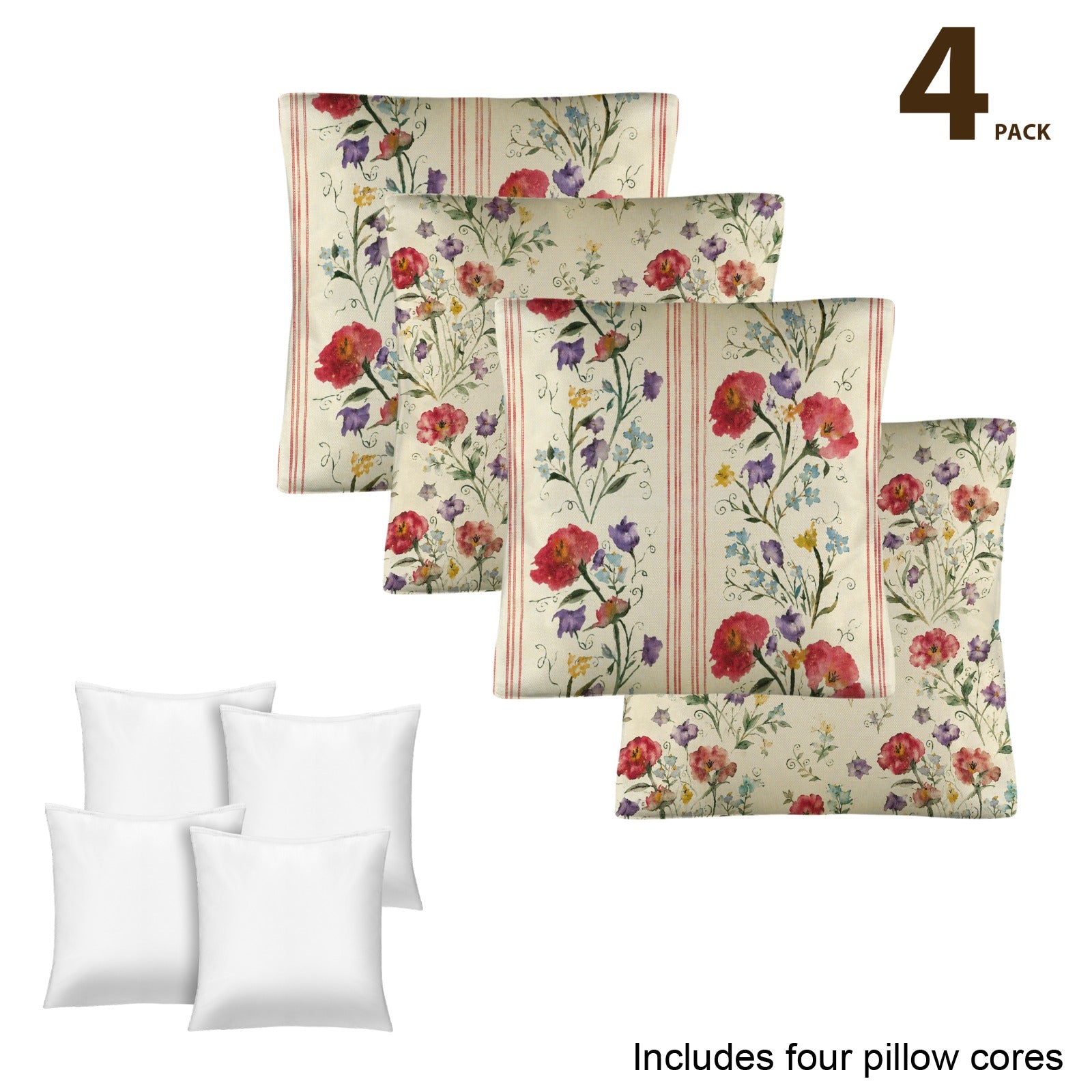 Provincial Royal Pillow Set Linen Throw Pillow 18" x 18"（Customized Separately in Sets of 4） | Ships from USA