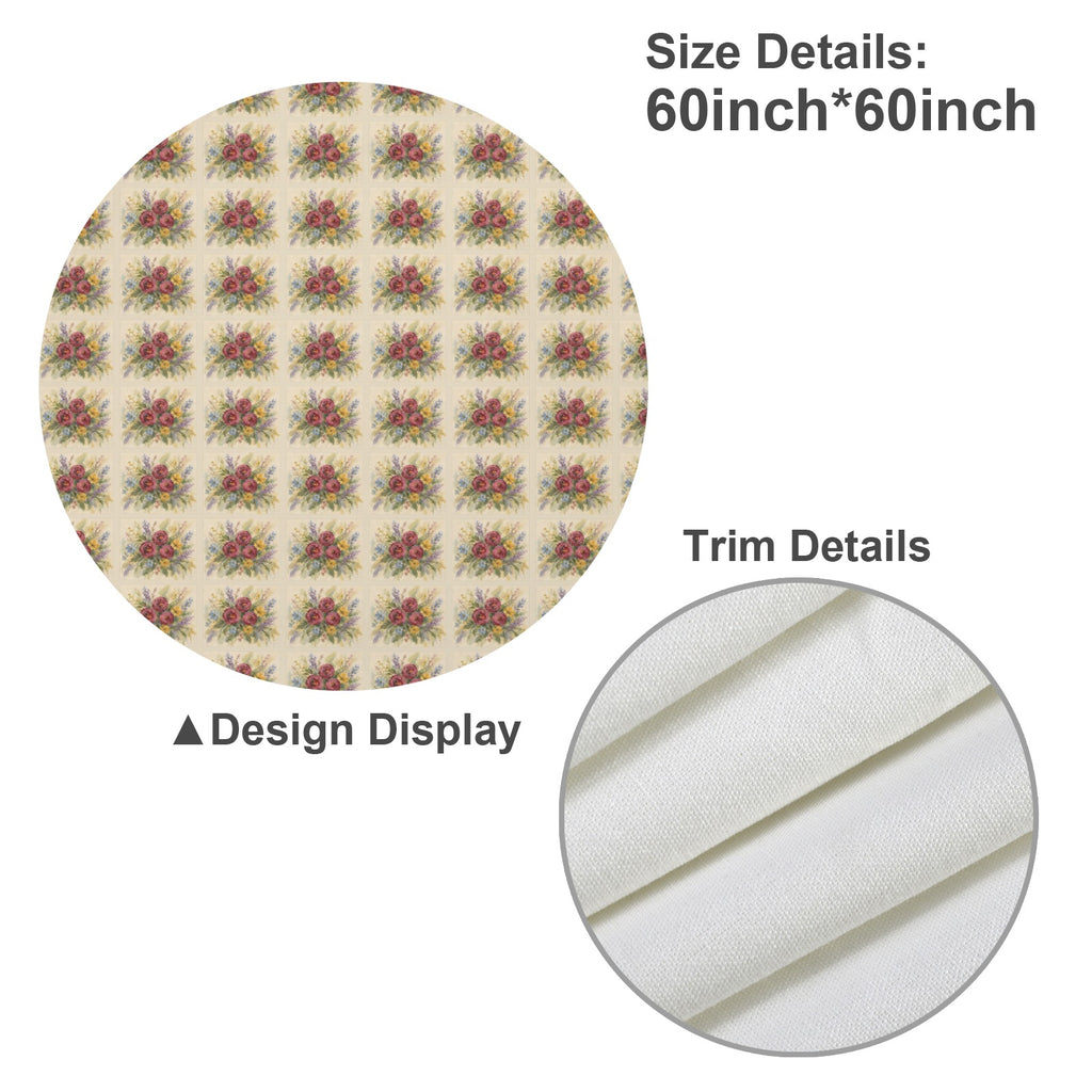 Provincial Flora Round Custom Round Tablecloth 60" x 60" | Ships from USA