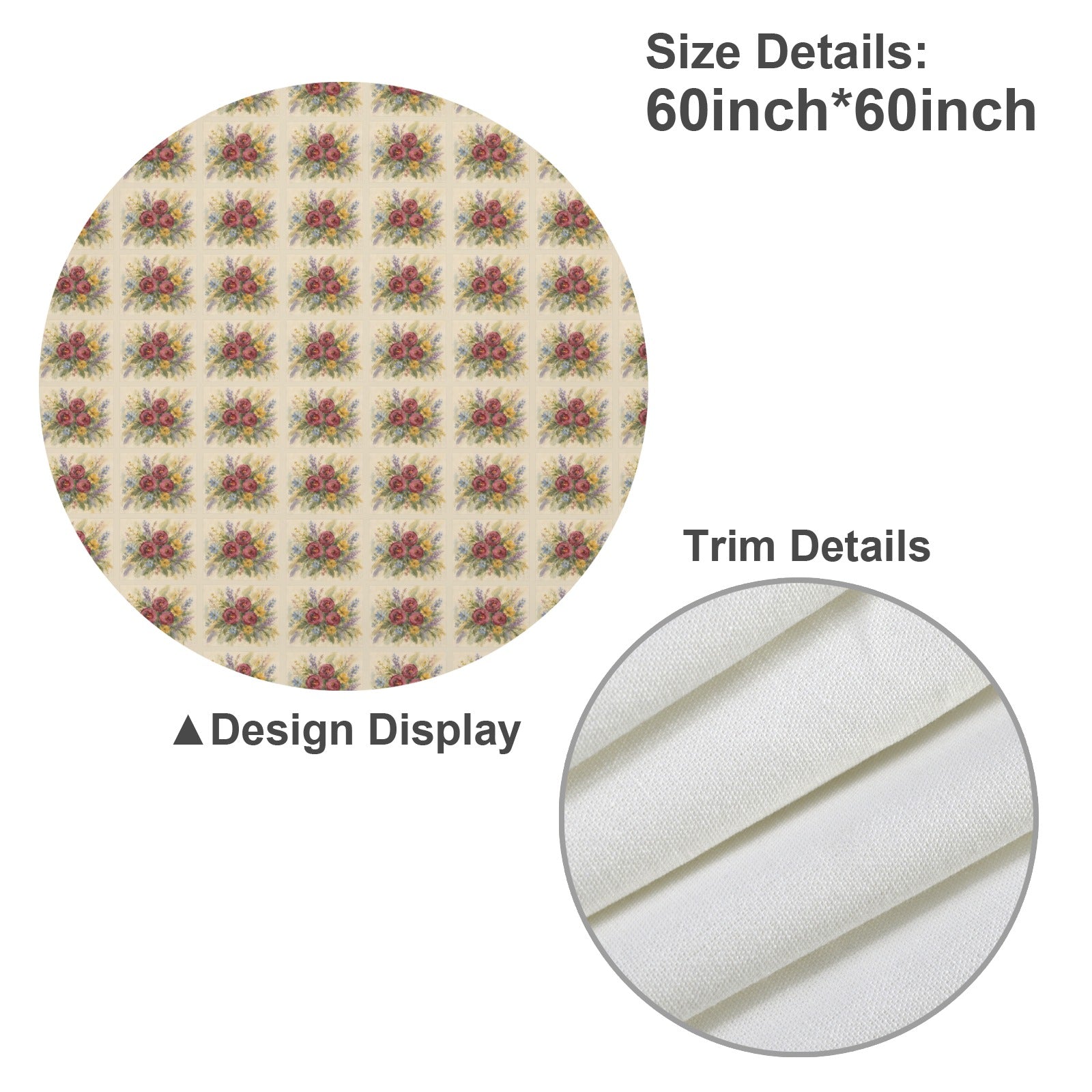 Provincial Flora Round Custom Round Tablecloth 60" x 60" | Ships from USA