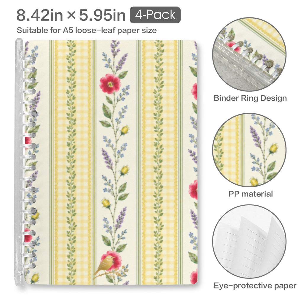 Provincial Yellow Notebooks w/ emblem Loose-Leaf Notebooks ( Cover Print, 4-Pack ) | Ships from USA