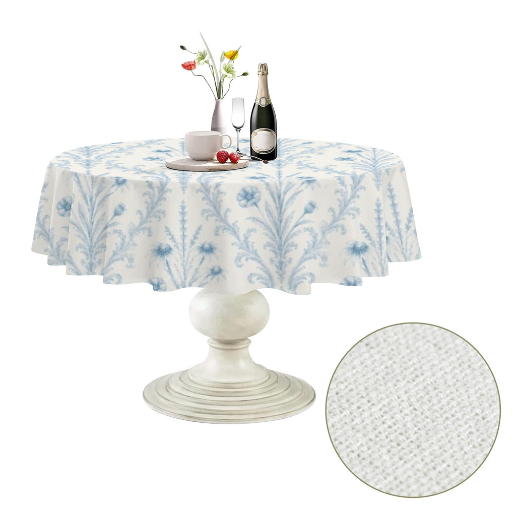Blue Damask Round Custom Round Tablecloth 60" x 60" | Ships from USA