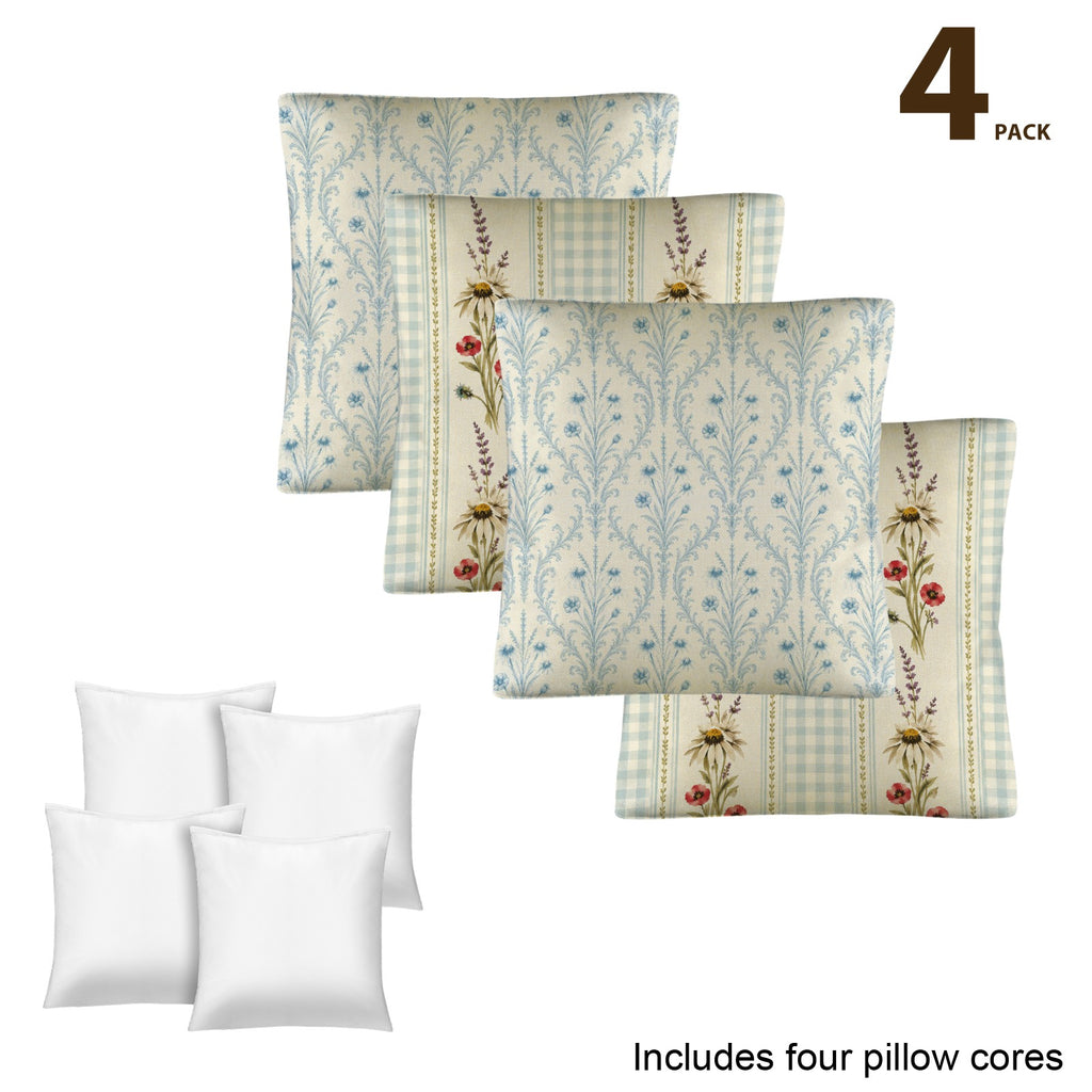 Provincial Robins Egg Pillow Set Linen Throw Pillow 18" x 18"（Customized Separately in Sets of 4） | Ships from USA