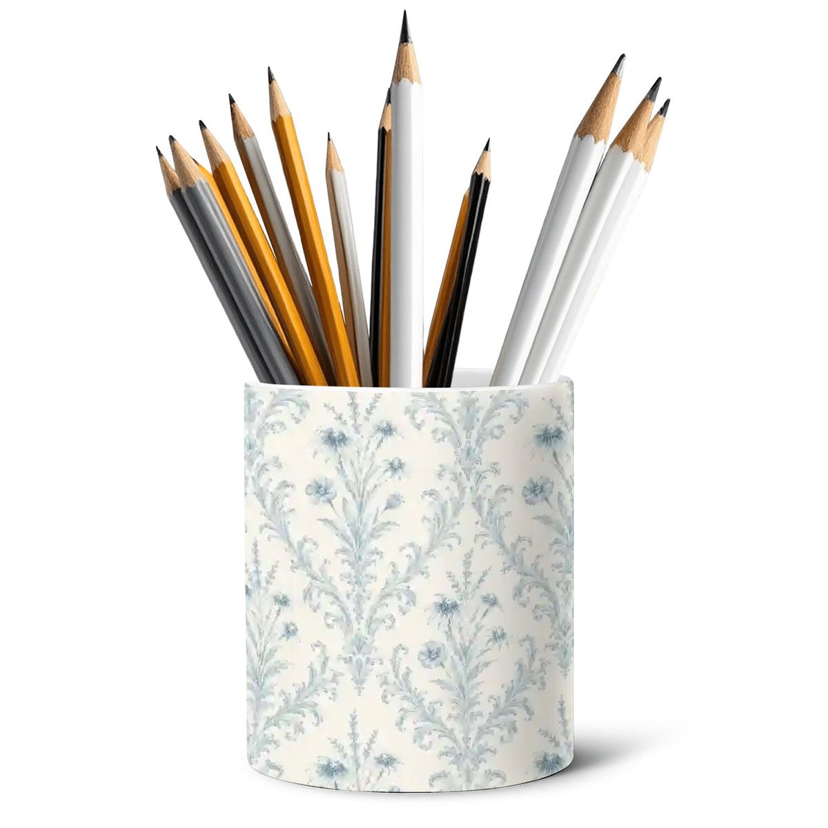 Ceramic Pen Holder Blue Damask