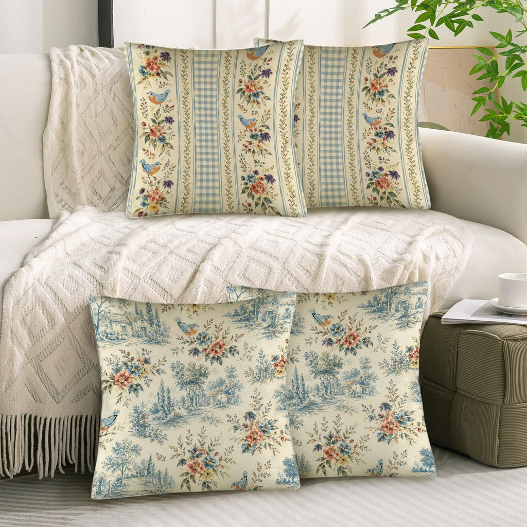 Beloved Bird Pillow Set Linen Throw Pillow 18" x 18"（Customized Separately in Sets of 4） | Ships from USA