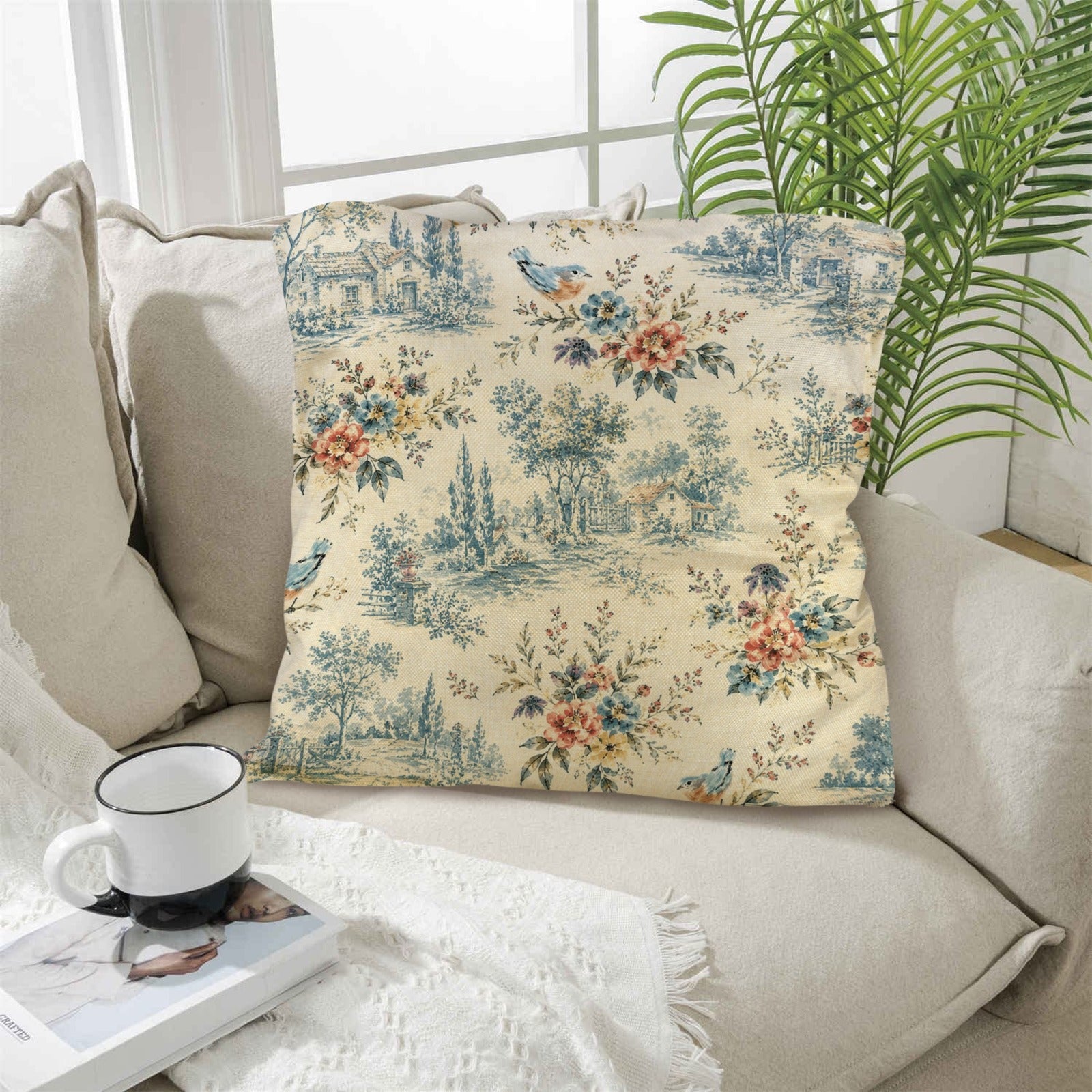Beloved Bird Pillow Set Linen Throw Pillow 18" x 18"（Customized Separately in Sets of 4） | Ships from USA