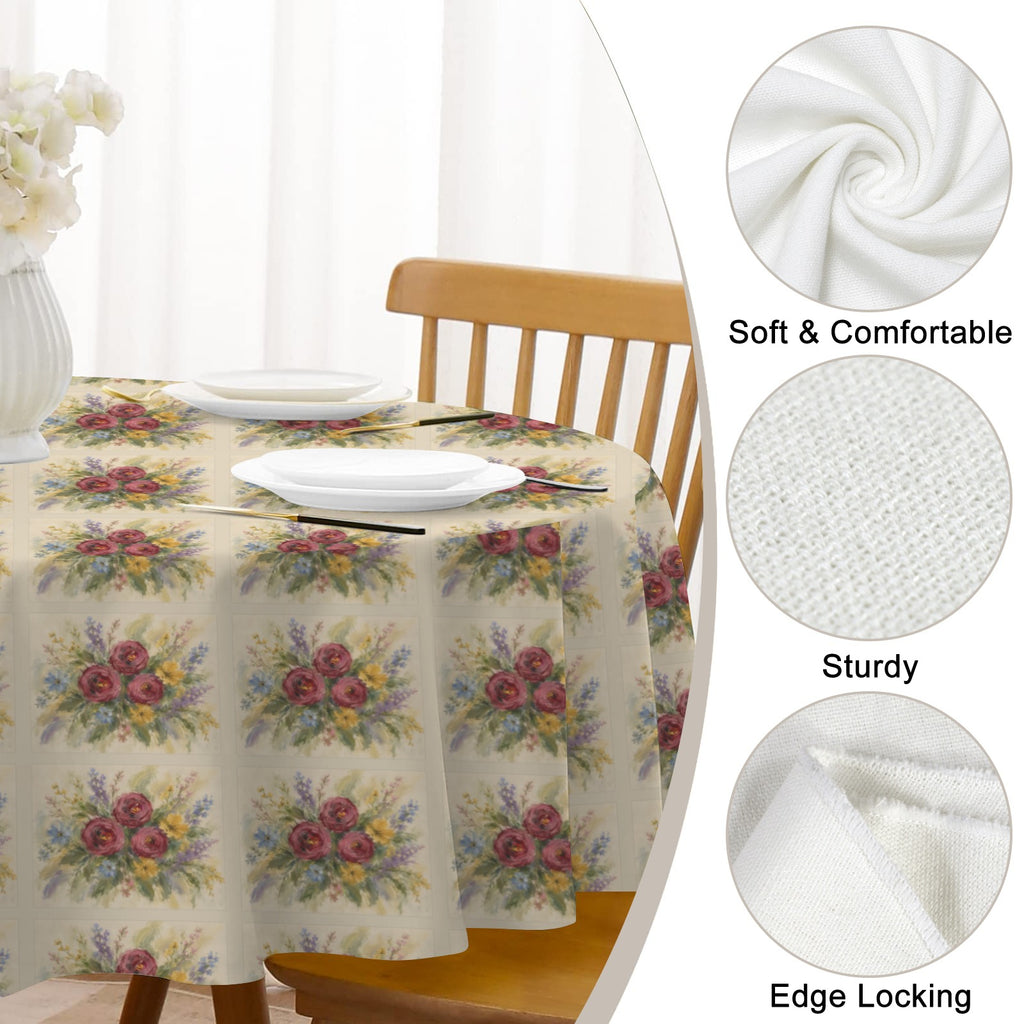 Provincial Flora Round Custom Round Tablecloth 60" x 60" | Ships from USA