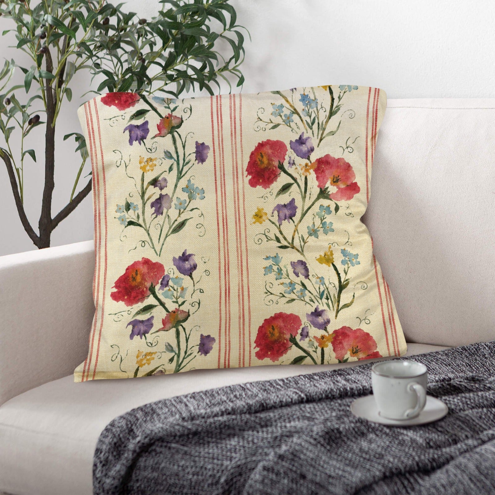Provincial Royal Pillow Set Linen Throw Pillow 18" x 18"（Customized Separately in Sets of 4） | Ships from USA