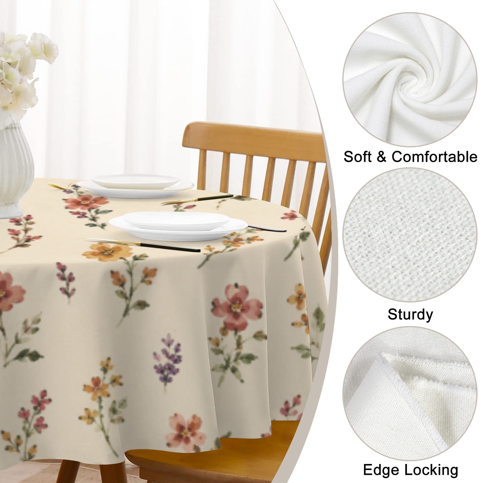 Rustic Provincial Round Custom Round Tablecloth 60" x 60" | Ships from USA