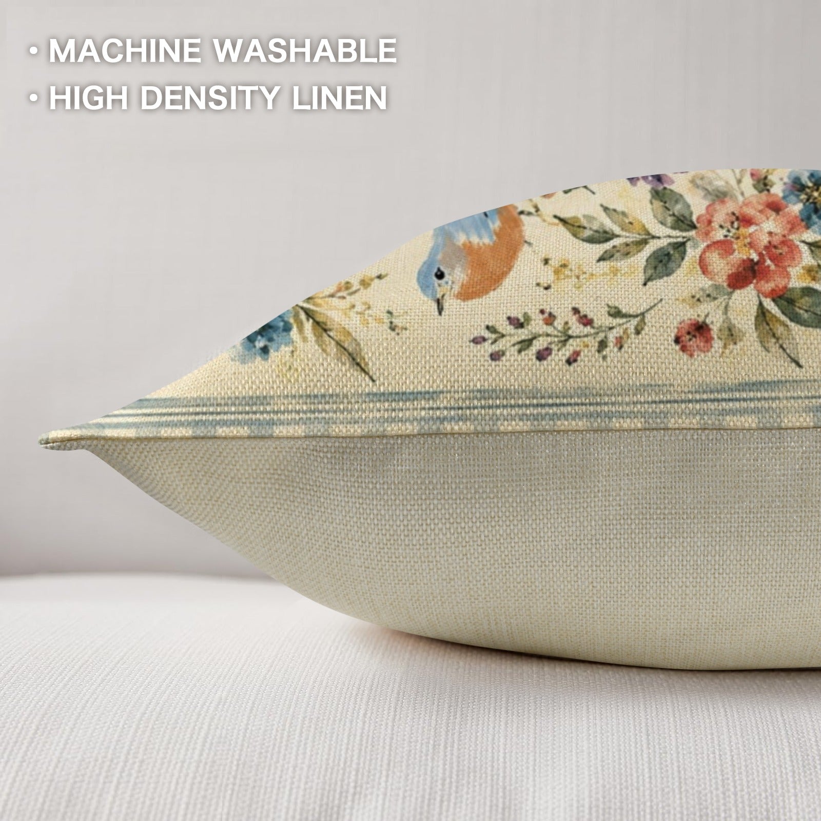 Beloved Bird Pillow Set Linen Throw Pillow 18" x 18"（Customized Separately in Sets of 4） | Ships from USA