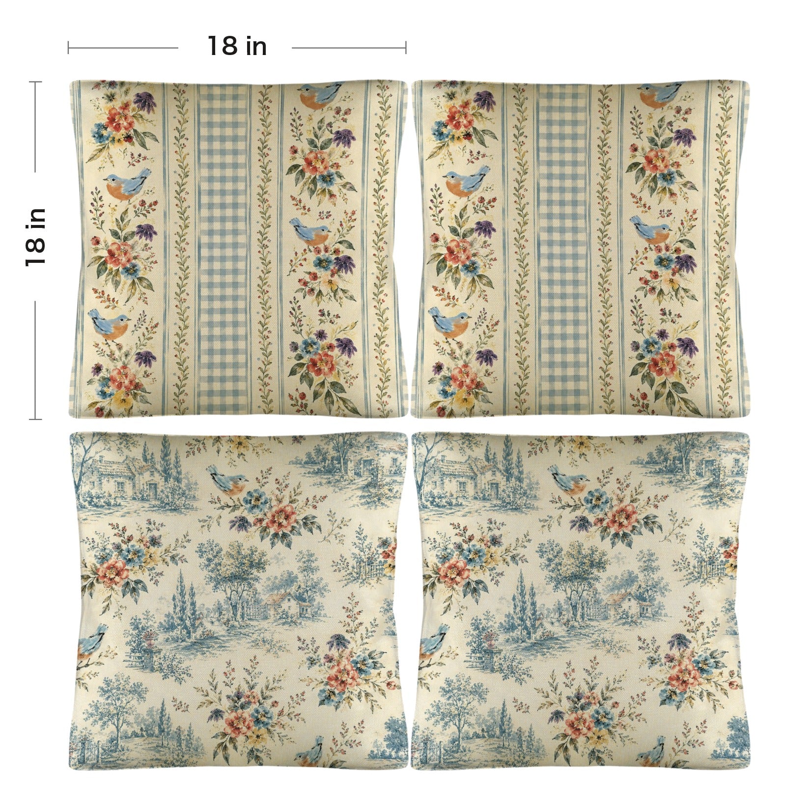 Beloved Bird Pillow Set Linen Throw Pillow 18" x 18"（Customized Separately in Sets of 4） | Ships from USA