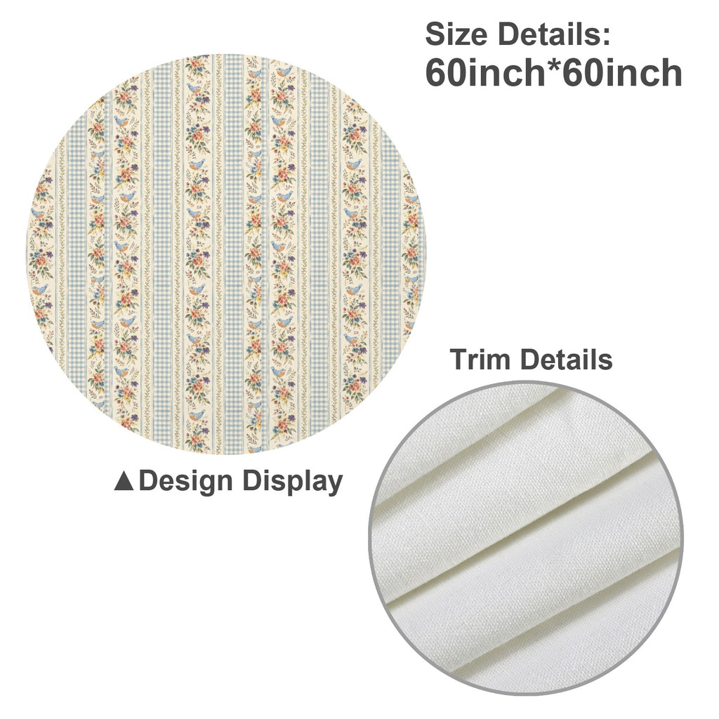Beloved Bird Stripe Round Custom Round Tablecloth 60" x 60" | Ships from USA