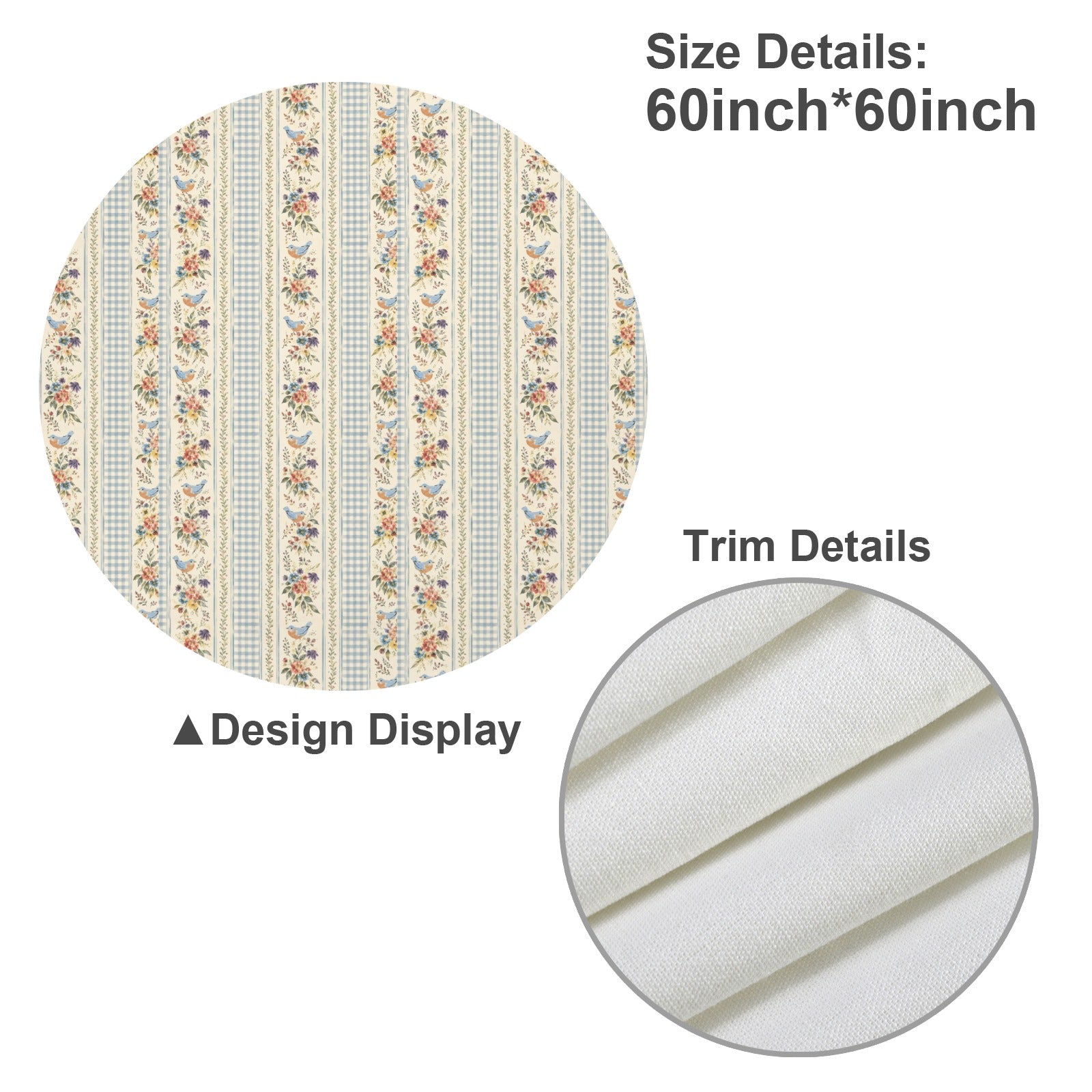 Beloved Bird Stripe Round Custom Round Tablecloth 60" x 60" | Ships from USA