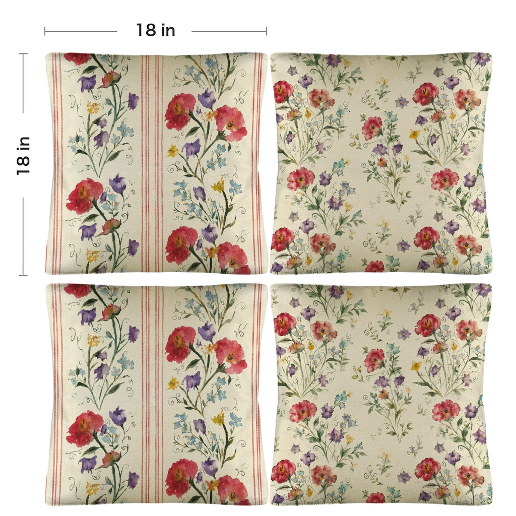 Provincial Royal Pillow Set Linen Throw Pillow 18" x 18"（Customized Separately in Sets of 4） | Ships from USA