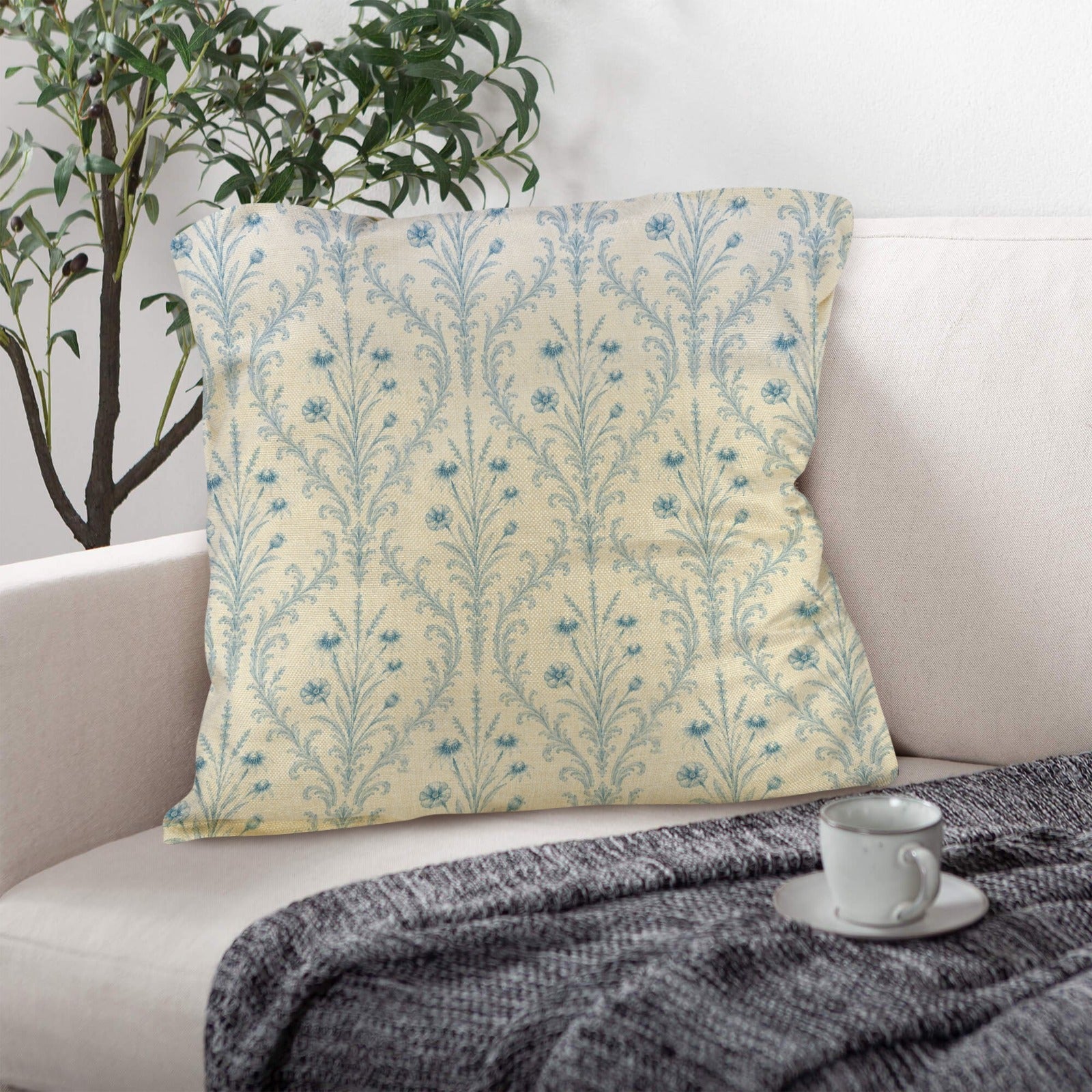 Provincial Robins Egg Pillow Set Linen Throw Pillow 18" x 18"（Customized Separately in Sets of 4） | Ships from USA