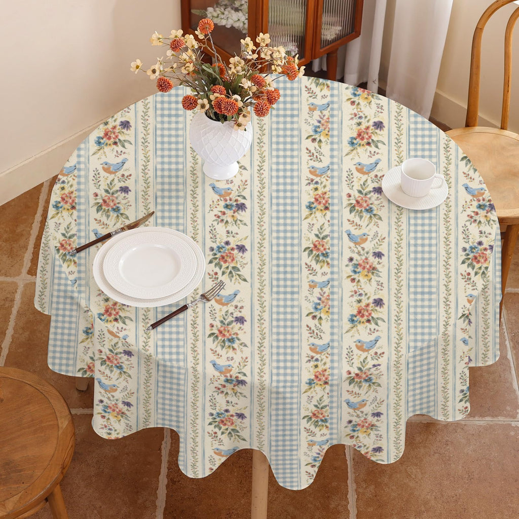 Beloved Bird Stripe Round Custom Round Tablecloth 60" x 60" | Ships from USA