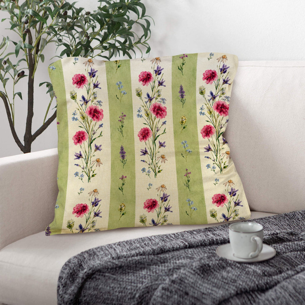 Provincial Wildflower Pillow Set Linen Throw Pillow 18" x 18"（Customized Separately in Sets of 4） | Ships from USA
