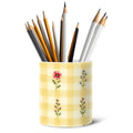 Ceramic Pen Holder Yellow Gingham