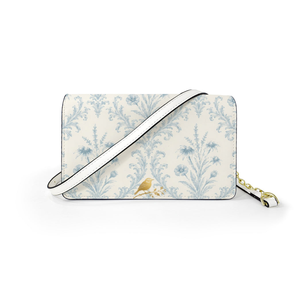 Blue Damask Mini Chain Crossbody Bag