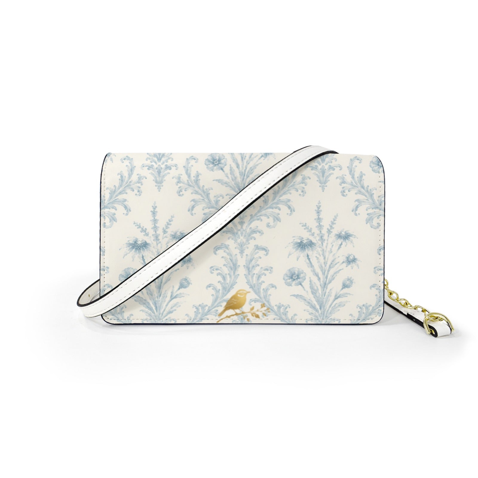 Blue Damask Mini Chain Crossbody Bag