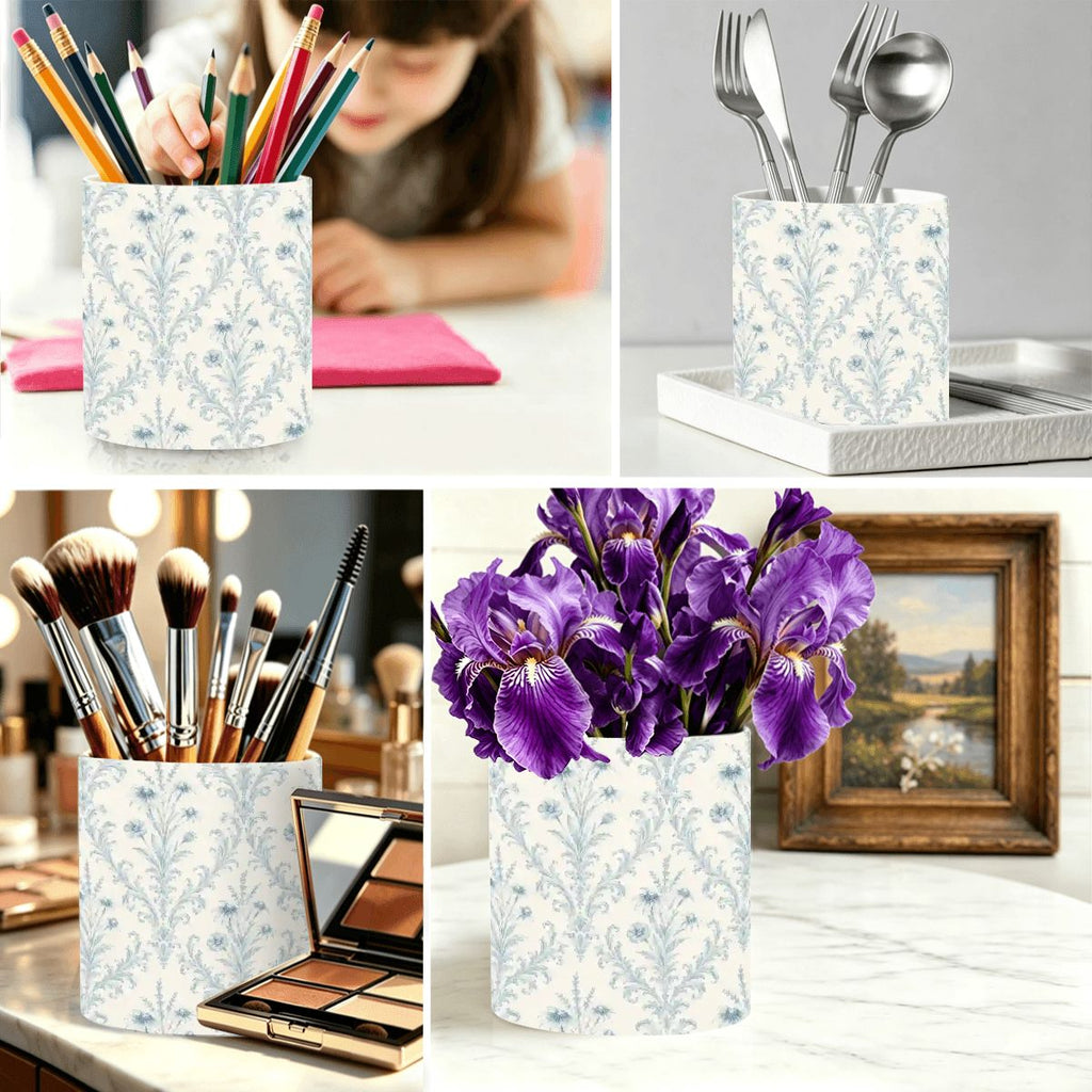 Ceramic Pen Holder Blue Damask