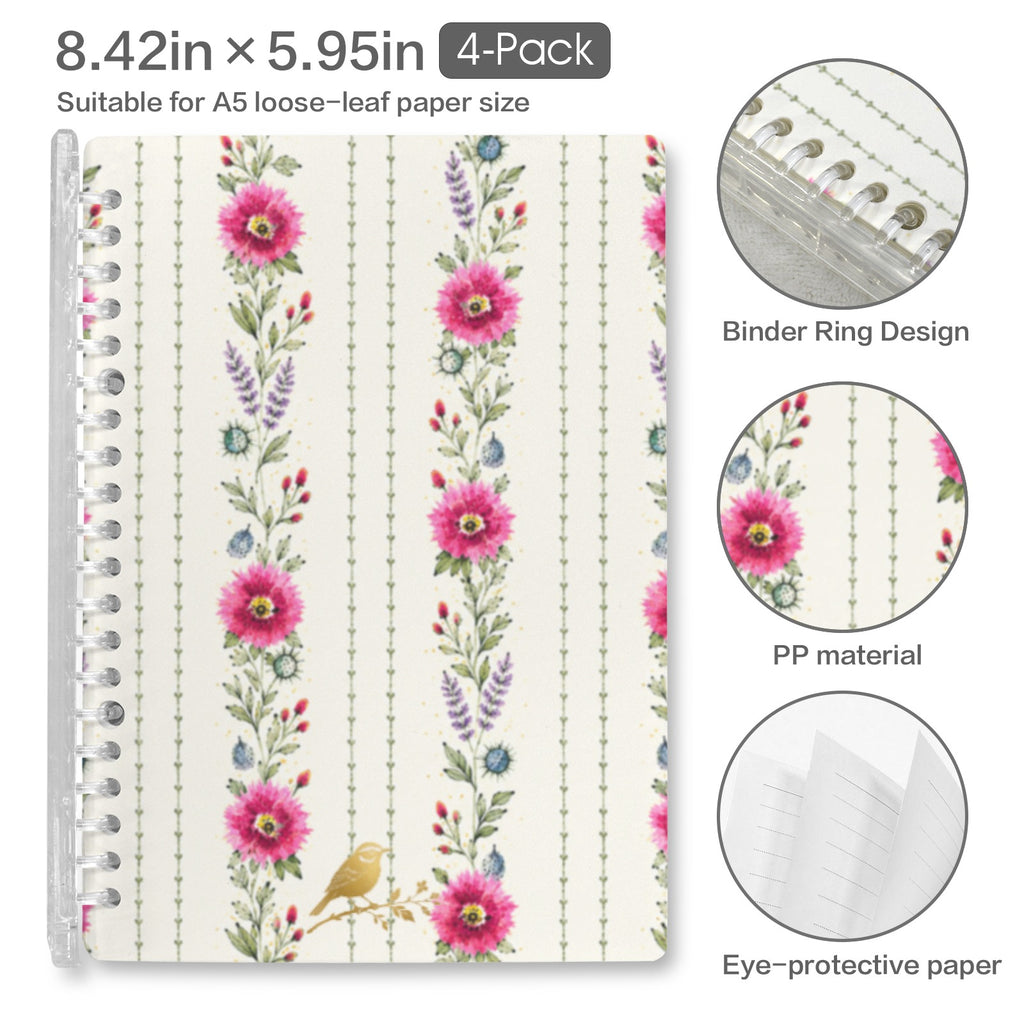 Provincial Summer Notebooks w/ Emblem Loose-Leaf Notebooks ( Cover Print, 4-Pack ) | Ships from USA