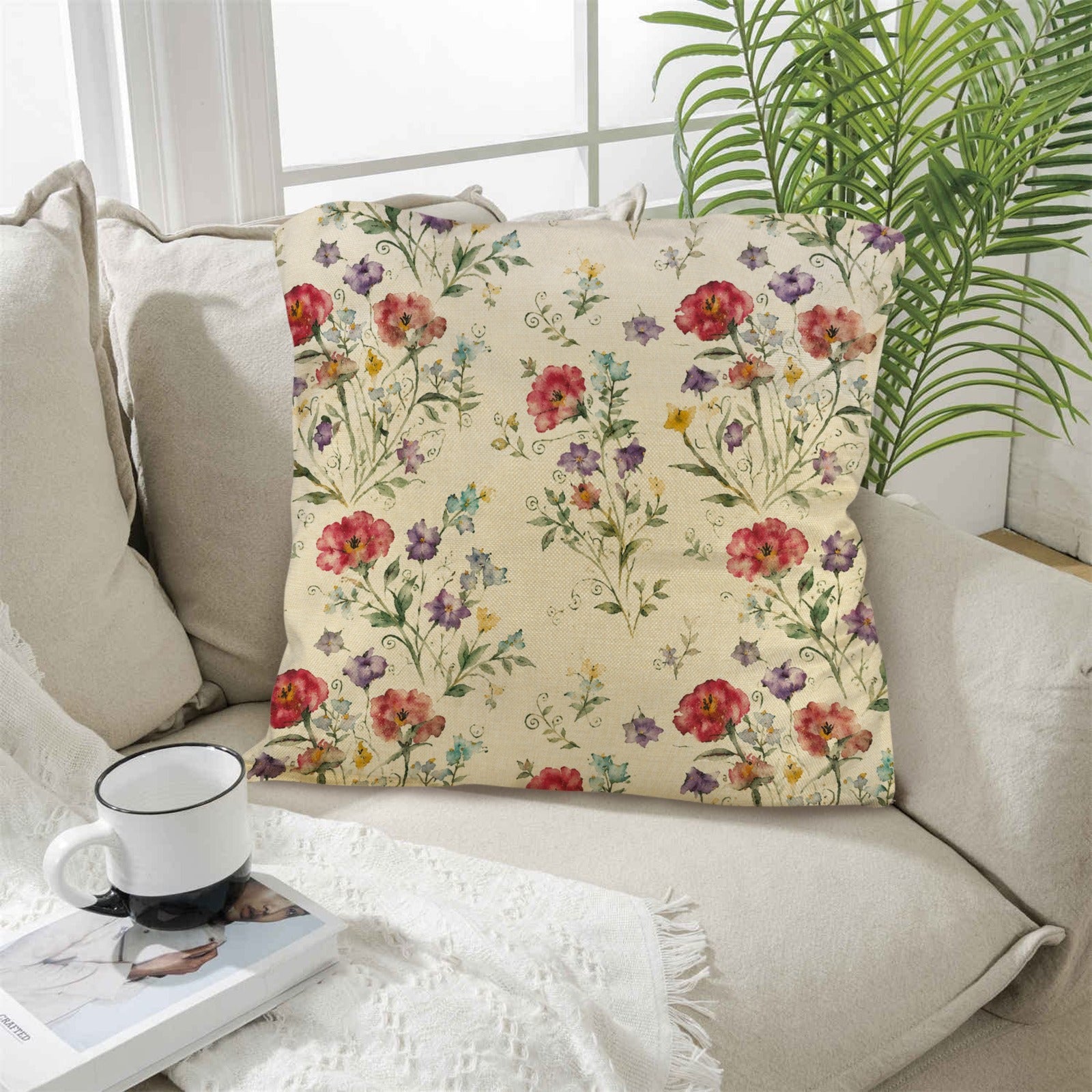 Provincial Royal Pillow Set Linen Throw Pillow 18" x 18"（Customized Separately in Sets of 4） | Ships from USA