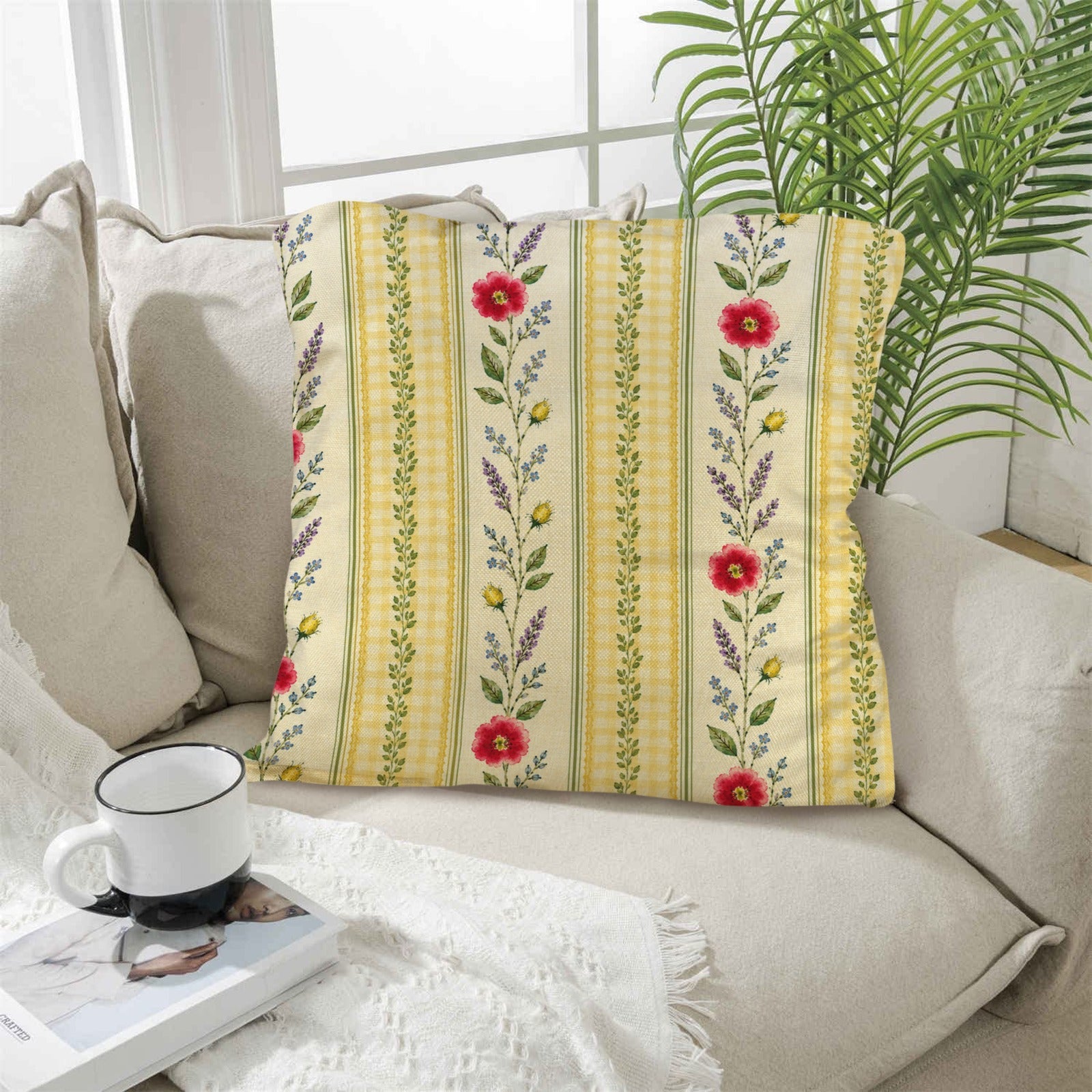 Provincial Cottage Pillow Set Linen Throw Pillow 18" x 18"（Customized Separately in Sets of 4） | Ships from USA
