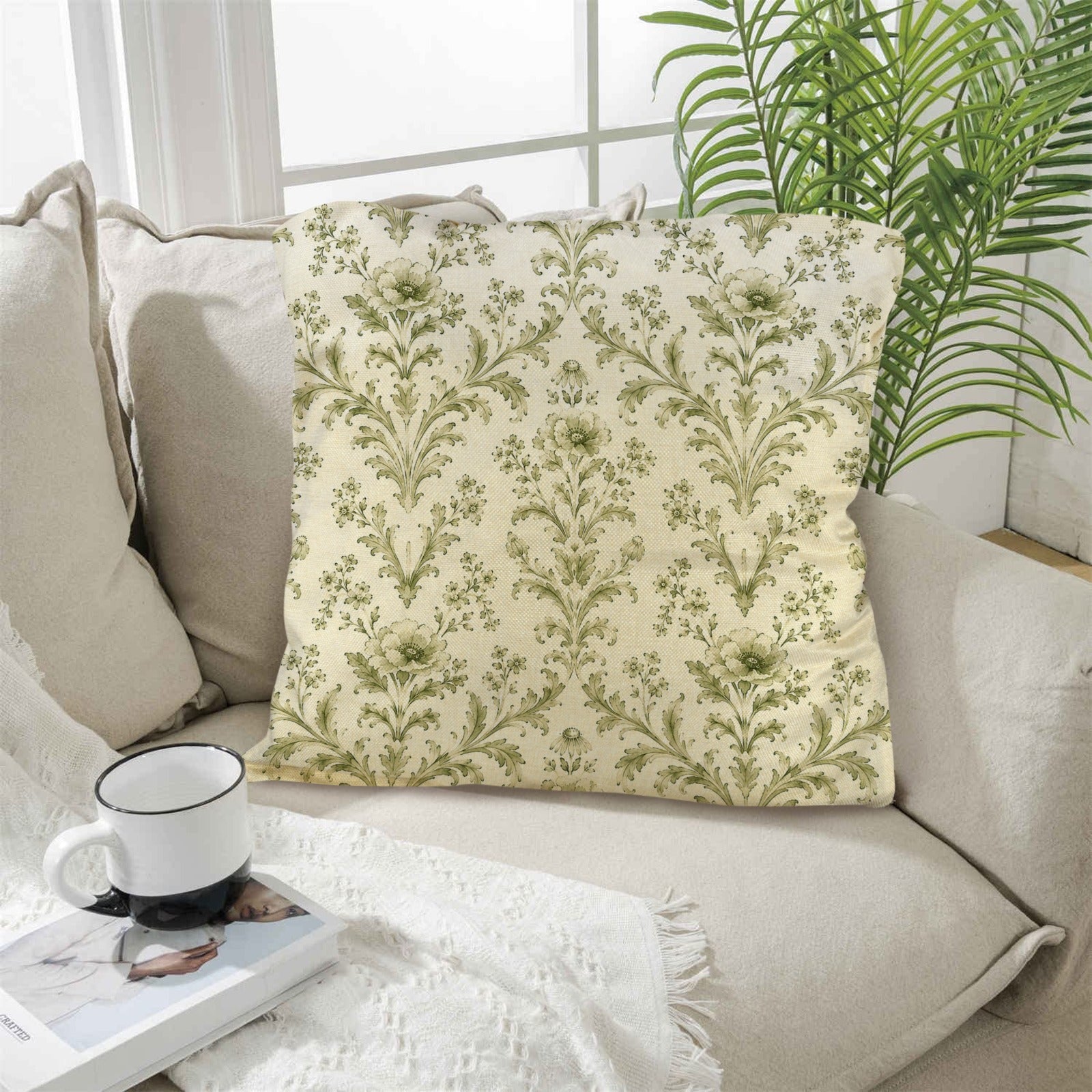 Provincial Wildflower Pillow Set Linen Throw Pillow 18" x 18"（Customized Separately in Sets of 4） | Ships from USA