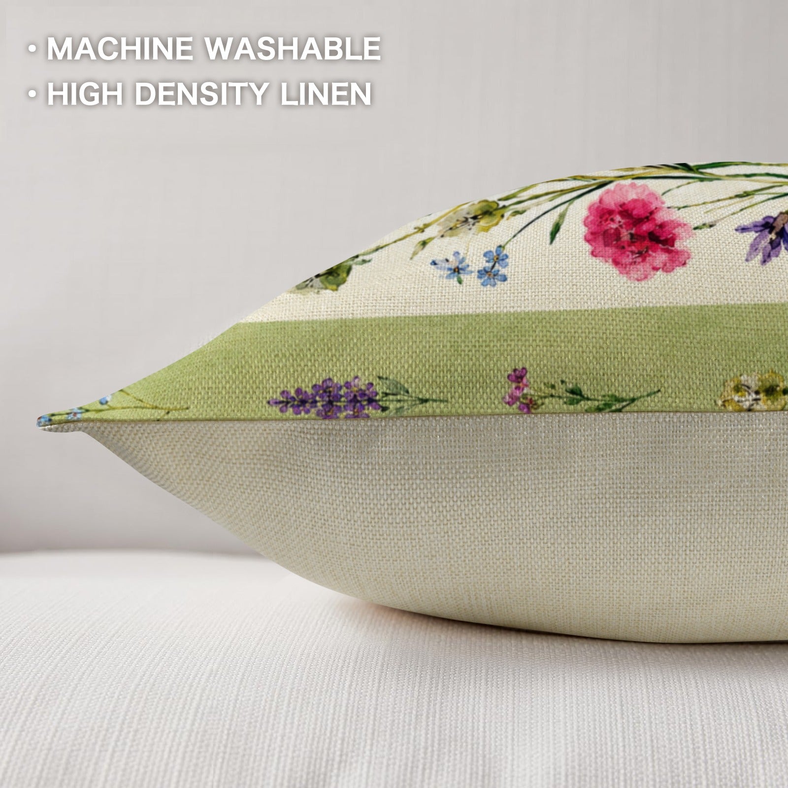 Provincial Wildflower Pillow Set Linen Throw Pillow 18" x 18"（Customized Separately in Sets of 4） | Ships from USA