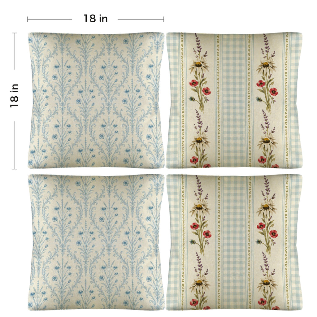 Provincial Robins Egg Pillow Set Linen Throw Pillow 18" x 18"（Customized Separately in Sets of 4） | Ships from USA